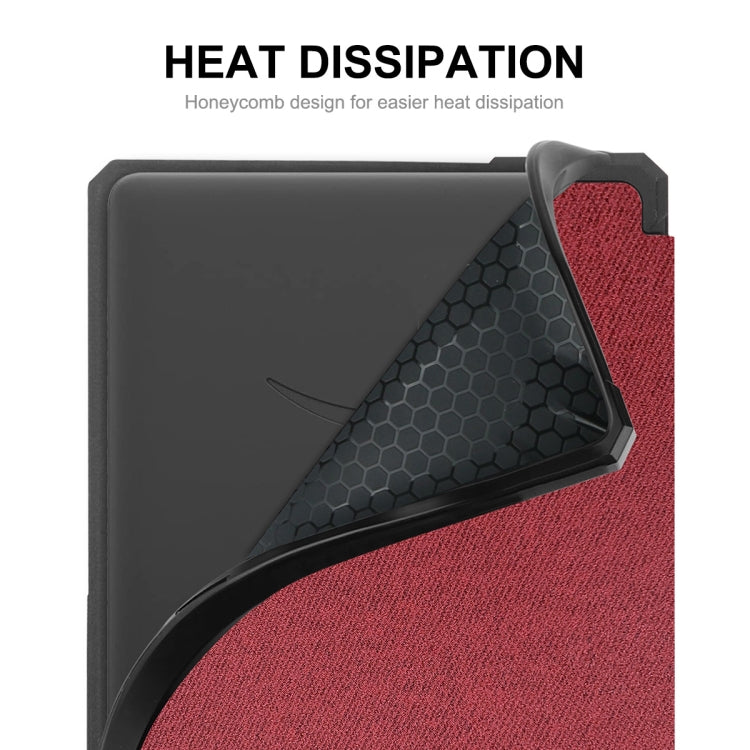For Amazon Kindle Paperwhite 5 2021 ENKAY Solid Color Denim Texture Horizontal Flip Leather Tablet Case with Sleep / Wake-up Function(Wine Red)