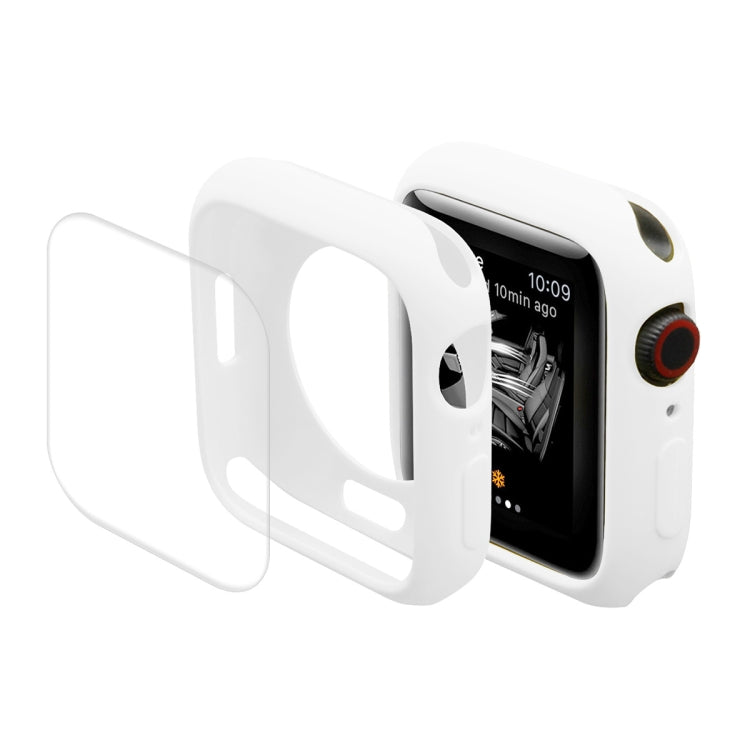 ENKAY Hat-Prince Protective TPU Watch Case + Full Coverage PET Screen Protector Film For Apple Watch Series 8 / 7 41mm(White) - Watch Cases by ENKAY