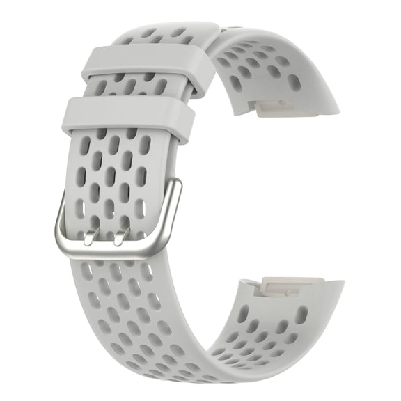For Fitbit Charge 5 Monochromatic Breathable Silicone Watch Band(Moon White)