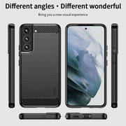 For Samsung Galaxy S22 5G MOFI Gentleness Series Brushed Texture Carbon Fiber Soft TPU Case(Black)