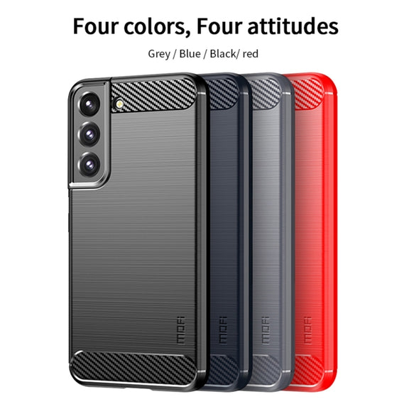 For Samsung Galaxy S22 5G MOFI Gentleness Series Brushed Texture Carbon Fiber Soft TPU Case(Black)