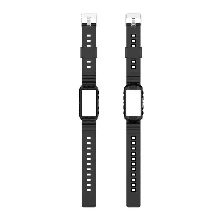 For Fitbit Charge 4 SE Silicone One Body Armor Watch Band(Black)