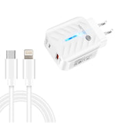 PD03 20W PD3.0 + QC3.0 USB Charger with Type-C to 8 Pin Data Cable, US Plug(White)
