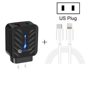 PD03 20W PD3.0 + QC3.0 USB Charger with Type-C to 8 Pin Data Cable, US Plug(White)