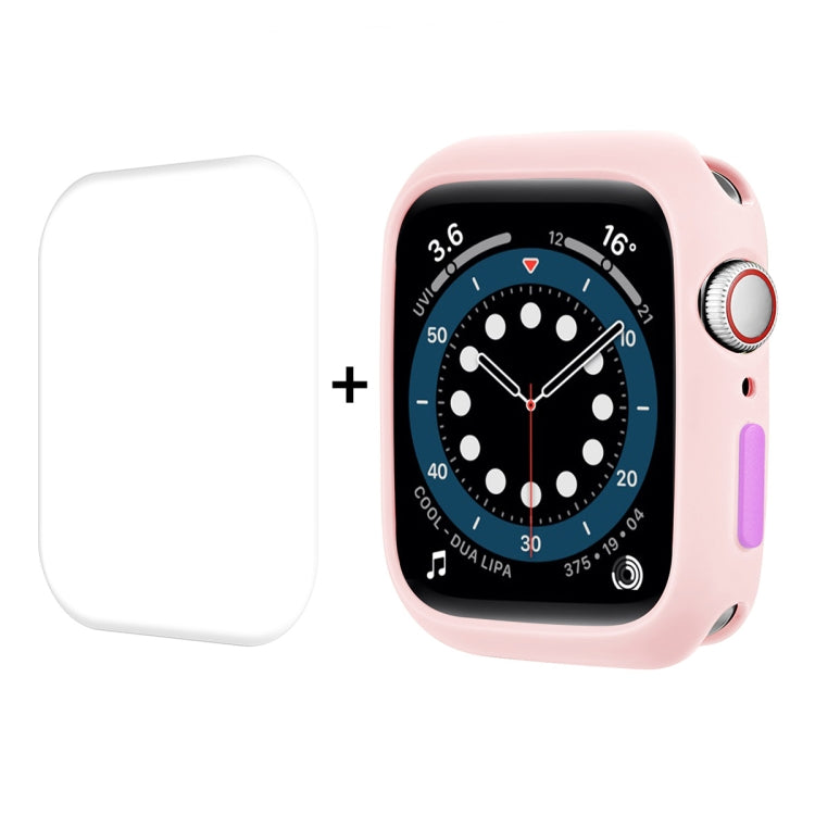 ENKAY  TPU Case  + Full Coverage PET Screen Protector For Apple Watch Series 8 / 7 41mm(Pink)