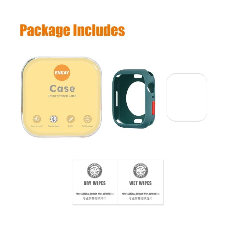 ENKAY  TPU Case  + Full Coverage PET Screen Protector For Apple Watch Series 8 / 7 45mm(Translucent) - Watch Cases by ENKAY