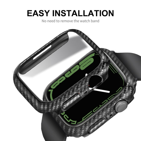 For Apple Watch Series 8 / 7 41mm ENKAY Carbon Fiber PC Case + Full Coverage PET Screen Protector - Watch Cases by ENKAY