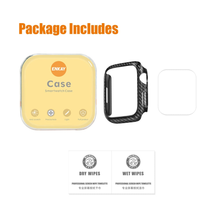 For Apple Watch Series 8 / 7 41mm ENKAY Carbon Fiber PC Case + Full Coverage PET Screen Protector - Watch Cases by ENKAY