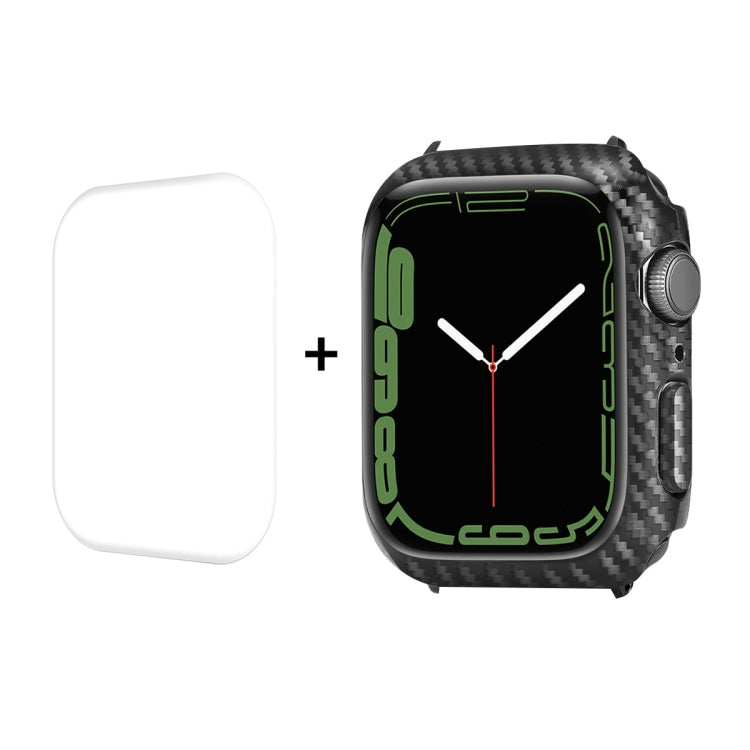 For Apple Watch Series 8 / 7 45mm ENKAY Carbon Fiber PC Case + Full Coverage PET Screen Protector - Watch Cases by ENKAY