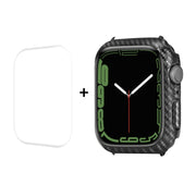 For Apple Watch Series 8 / 7 45mm ENKAY Carbon Fiber PC Case + Full Coverage PET Screen Protector - Watch Cases by ENKAY