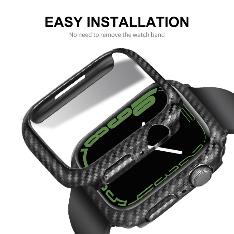 For Apple Watch Series 8 / 7 45mm ENKAY Carbon Fiber PC Case + Full Coverage PET Screen Protector - Watch Cases by ENKAY