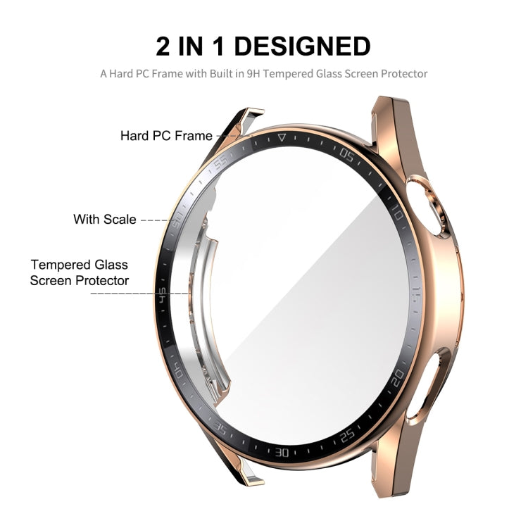 For Huawei Watch GT 3 46mm ENKAY PC Frame + Tempered Glass Protector Case With Scale(Rose Gold) - Watch Cases by ENKAY