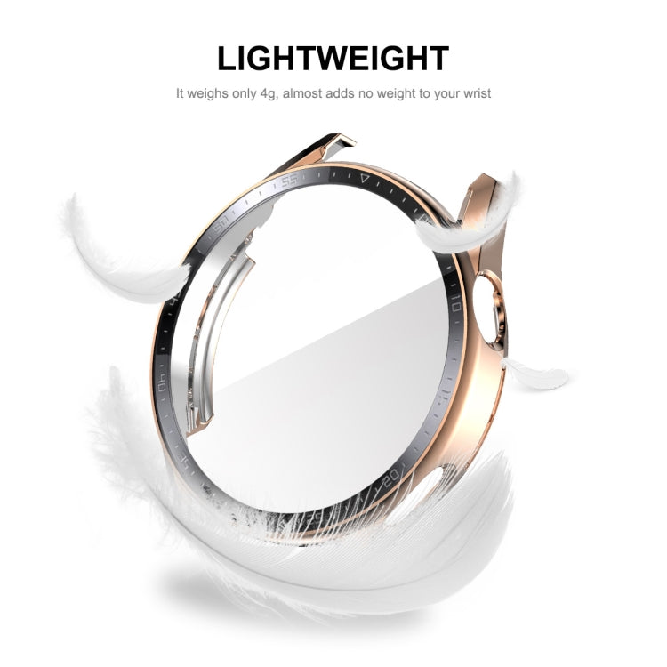 For Huawei Watch GT 3 46mm ENKAY PC Frame + Tempered Glass Protector Case With Scale(Rose Gold) - Watch Cases by ENKAY