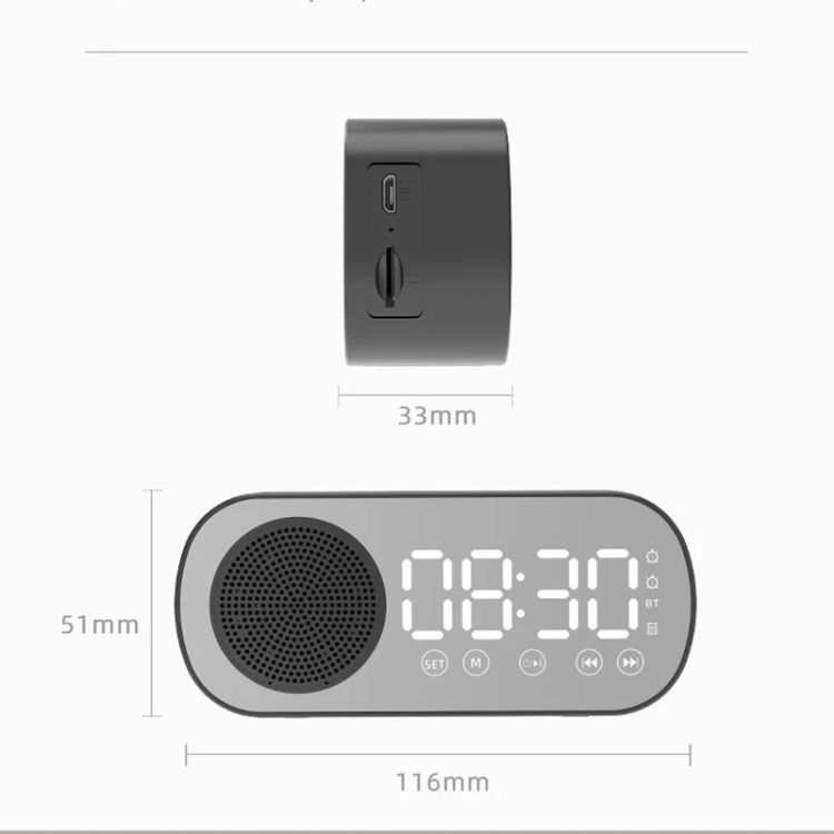 Z7 Digital Bluetooth 5.0 Speaker Multi-function Mirror Alarm Clock FM Radio(Black)