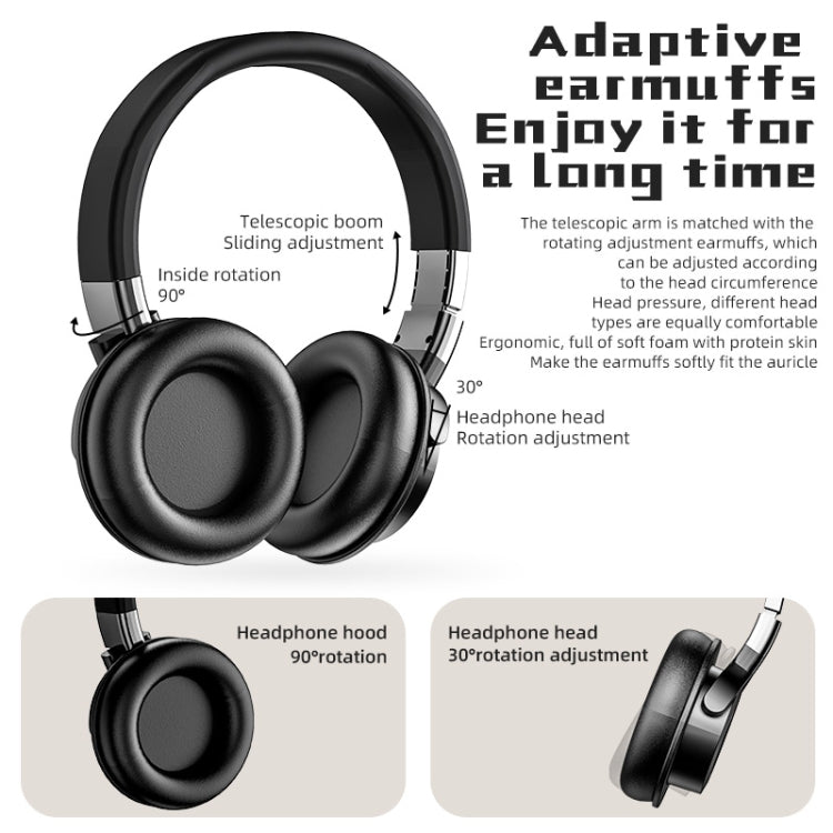 A51 USB Charging Wireless Bluetooth HIFI Stereo Headset with Mic(Pink)