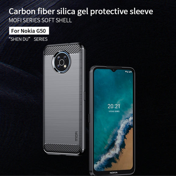 For Nokia G50 MOFI Gentleness Brushed Carbon Fiber Soft TPU Case(Blue)