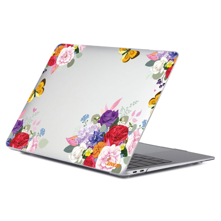ENKAY Flower Series Pattern Laotop Protective Crystal Case For MacBook Air 13.3 inch A1932 / A2179 / A2337(Rose)