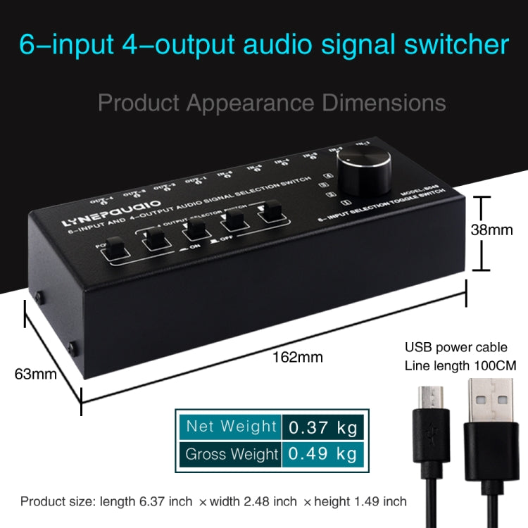 6 In 4 Out RCA Audio Switcher Signal Selector Distribute Device Switch Control