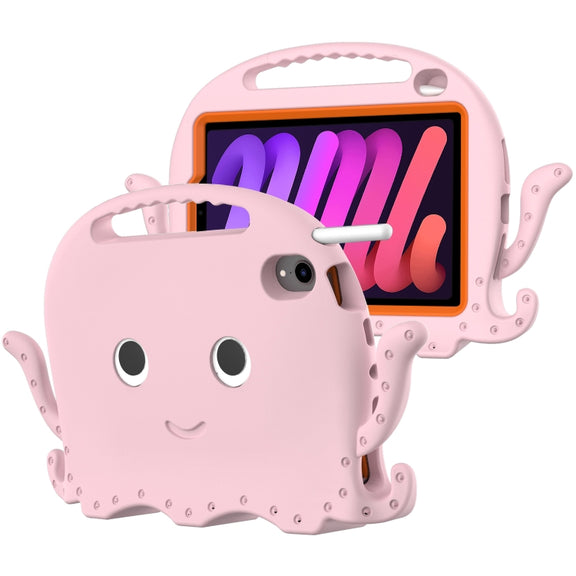 For iPad mini 6 / mini 2024 Octopus Style EVA Hybrid PC Tablet Case with Strap(Pink)
