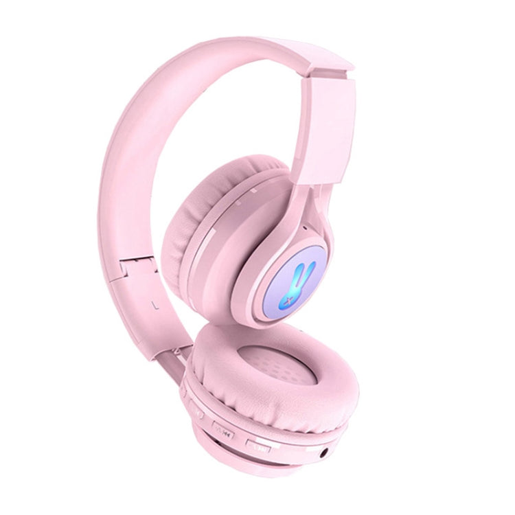 BT06C+ Children Head-mounted Cute Wireless Bluetooth Headset with Microphone & LED Light(Pink)
