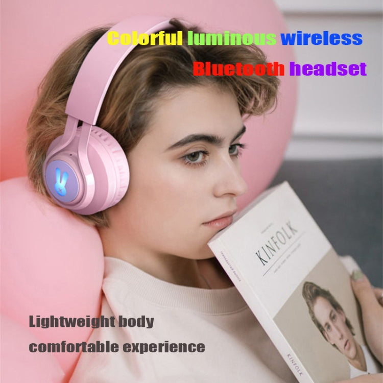 BT06C+ Children Head-mounted Cute Wireless Bluetooth Headset with Microphone & LED Light(Pink)
