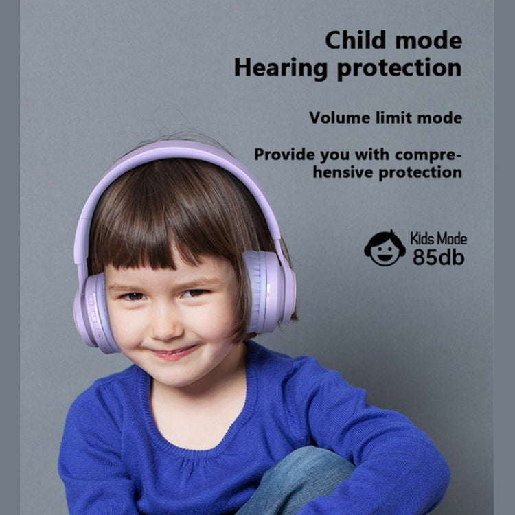 BT06C+ Children Head-mounted Cute Wireless Bluetooth Headset with Microphone & LED Light(Pink)