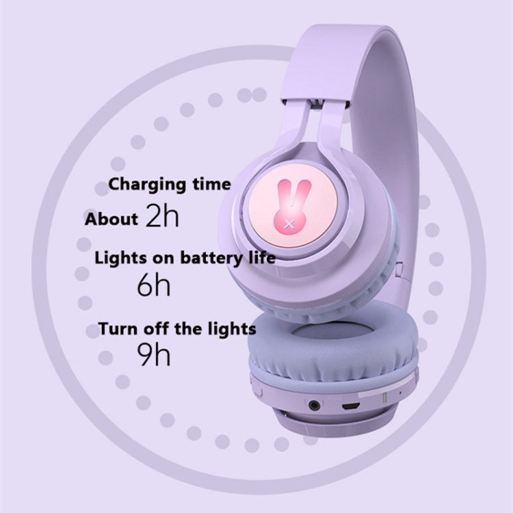BT06C+ Children Head-mounted Cute Wireless Bluetooth Headset with Microphone & LED Light(Pink)