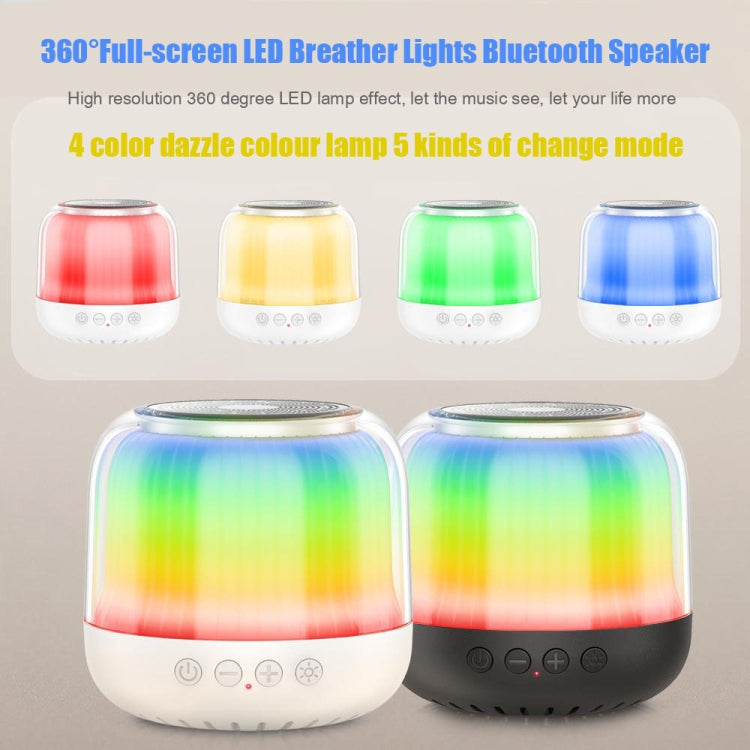 JY12 Full-screen RGB LED Breather Light Wireless Bluetooth Speaker(White)