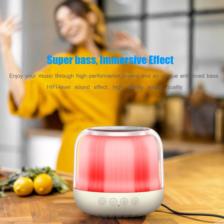 JY12 Full-screen RGB LED Breather Light Wireless Bluetooth Speaker(White)