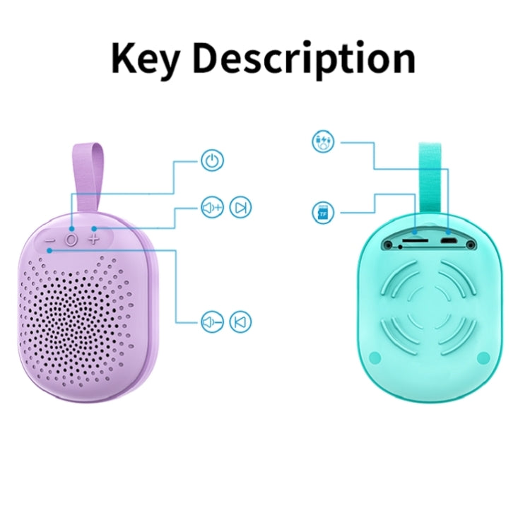 AEC BT513 RGB Light Water-resistant Portable Bluetooth Speaker Support FM / TF Card(Peacock Blue)