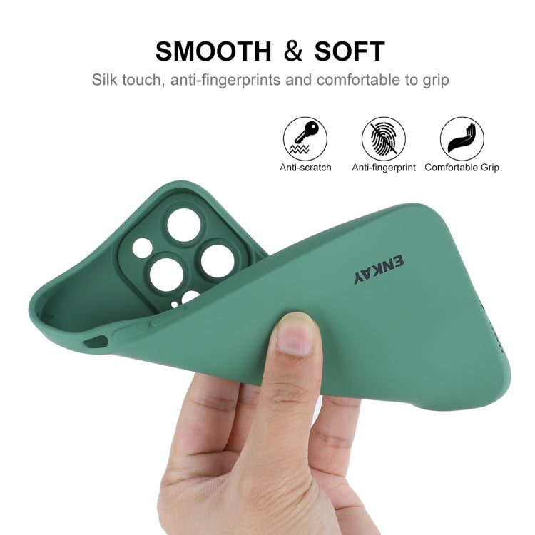For iPhone 13 Pro Max ENKAY Liquid Silicone Phone Case (Dark Green)