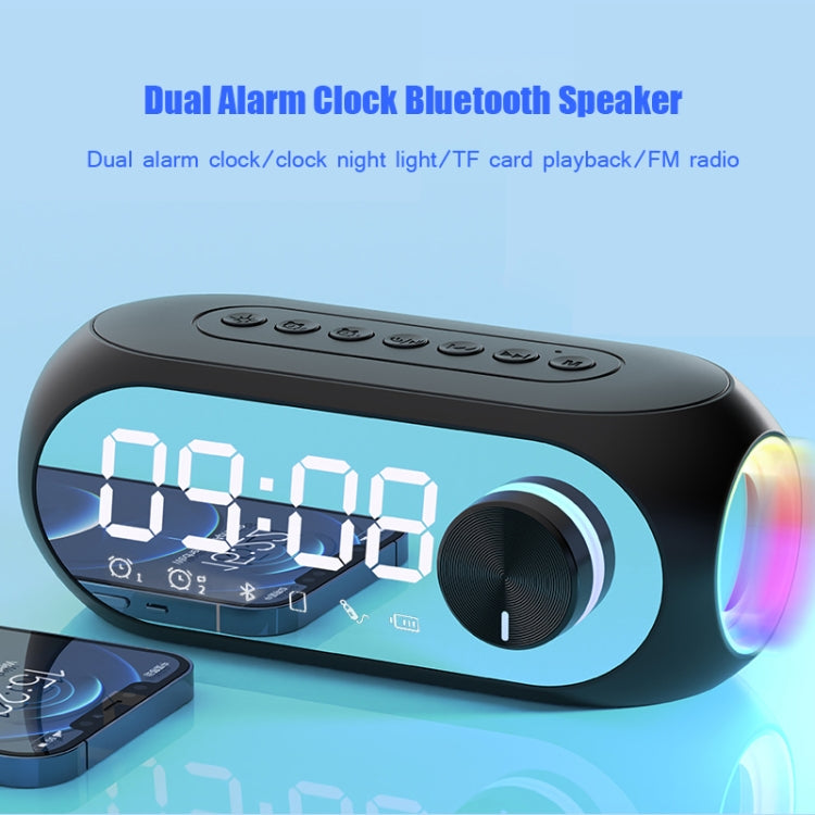 AEC S8 Alarm Clock Bluetooth Speakers with LED Light Support TF / FM(Black)