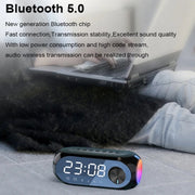 AEC S8 Alarm Clock Bluetooth Speakers with LED Light Support TF / FM(White)