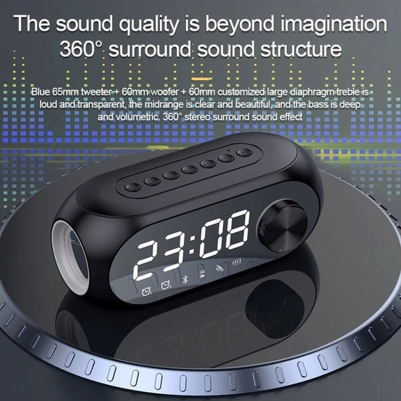 AEC S8 Alarm Clock Bluetooth Speakers with LED Light Support TF / FM(White)