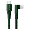 ENKAY PD 20W 3A USB-C / Type-C to 8 Pin Elbow Fast Charging Nylon Braided Data Cable, Length:2m(Green) - free shipping - PMC TechLife - Order now!