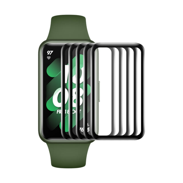 5 PCS For Huawei Band 7/6 / Honor Band 6 ENKAY 3D Full Coverage Soft PC Edge + PMMA HD Screen Watch Film