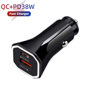 TE-P22 38W PD USB-C / Type-C + QC3. 0 USB Car Charger with 1m USB to Micro USB Data Cable(Black)