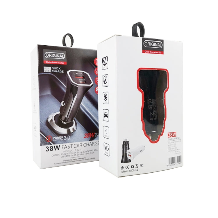 TE-P22 38W PD USB-C / Type-C + QC3. 0 USB Car Charger with 1m USB to Micro USB Data Cable(White)