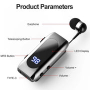 K55 Retractable Cable BT5.2 Smart In-ear Single Sports Earphone(Gold)
