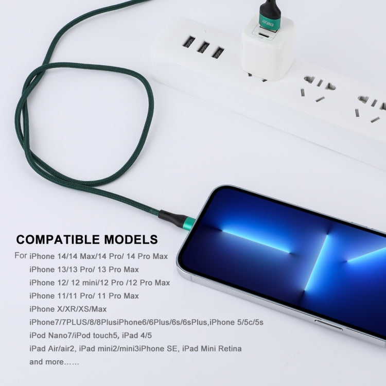 ENKAY ENK-CB118 1m USB 3.0 to 8 Pin 3A Fast Charging Sync Data Cable(Green)