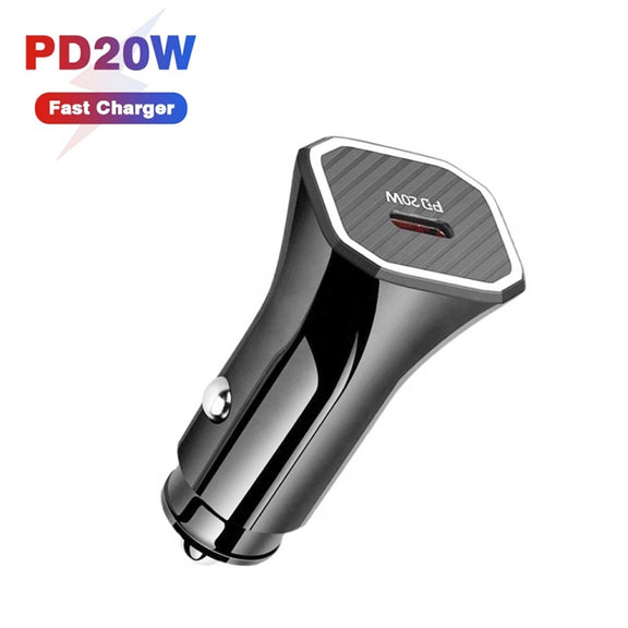 TE-P2 PD20W USB-C / Type-C Car Charger with Type-C to 8 Pin Data Cable(Black)