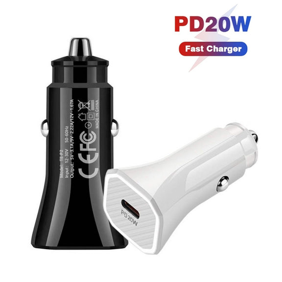 TE-P2 PD20W USB-C / Type-C Car Charger with Type-C to Type-C Data Cable(White)