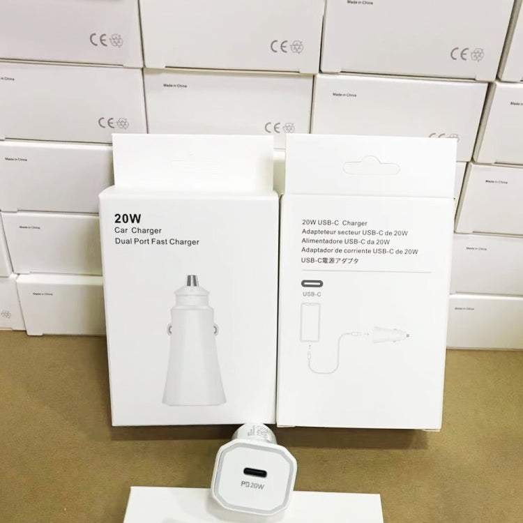 TE-P2 PD20W USB-C / Type-C Car Charger with Type-C to Type-C Data Cable(White)