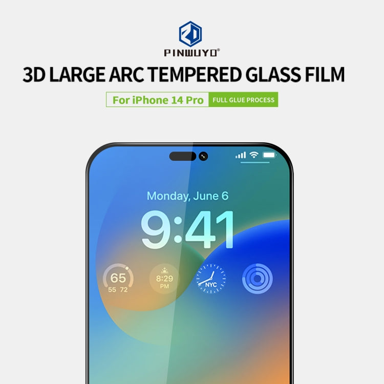 For iPhone 14 Pro PINWUYO 9H 3D Curved Full Explosion-proof Tempered Glass Film