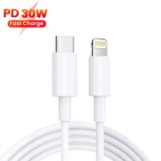 PD 35W Dual USB-C / Type-C Ports Charger with 1.5m Type-C to 8 Pin Data Cable, US Plug