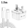 PD 35W Dual USB-C / Type-C Ports Charger with 1.5m Type-C to 8 Pin Data Cable, UK Plug - USB Charger by PMC TechLife | Online Shopping South Africa | PMC TechLife | Buy Now Pay Later Mobicred