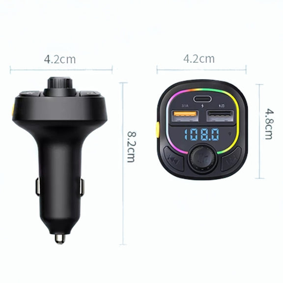 C28 Fast Charging Atmosphere Light Handsfree Car Kit Car Mp3 Player Stereo FM Transmitter