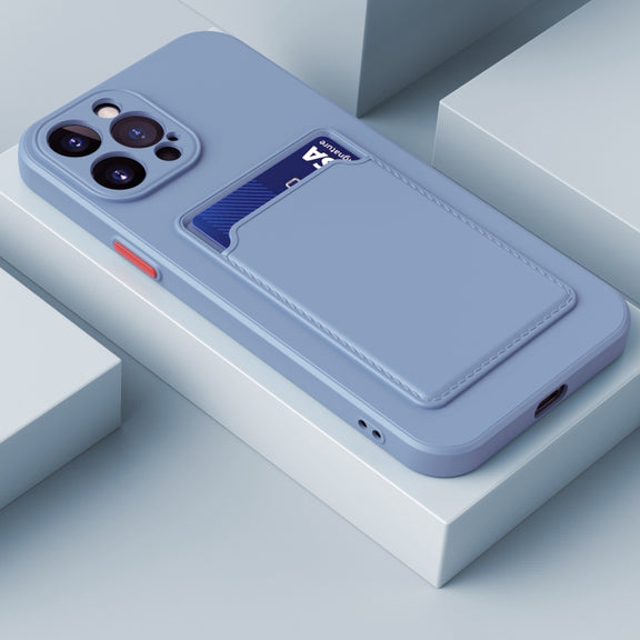 For iPhone 14 Skin Feel Card Color Button TPU Case (Grey)