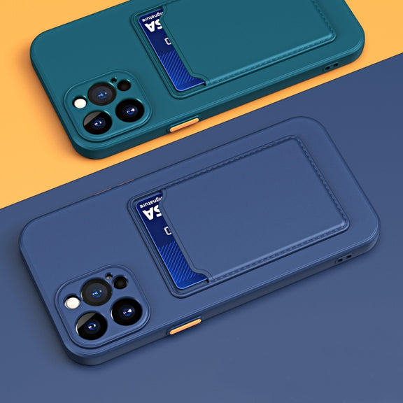 For iPhone 14 Skin Feel Card Color Button TPU Case (Grey)