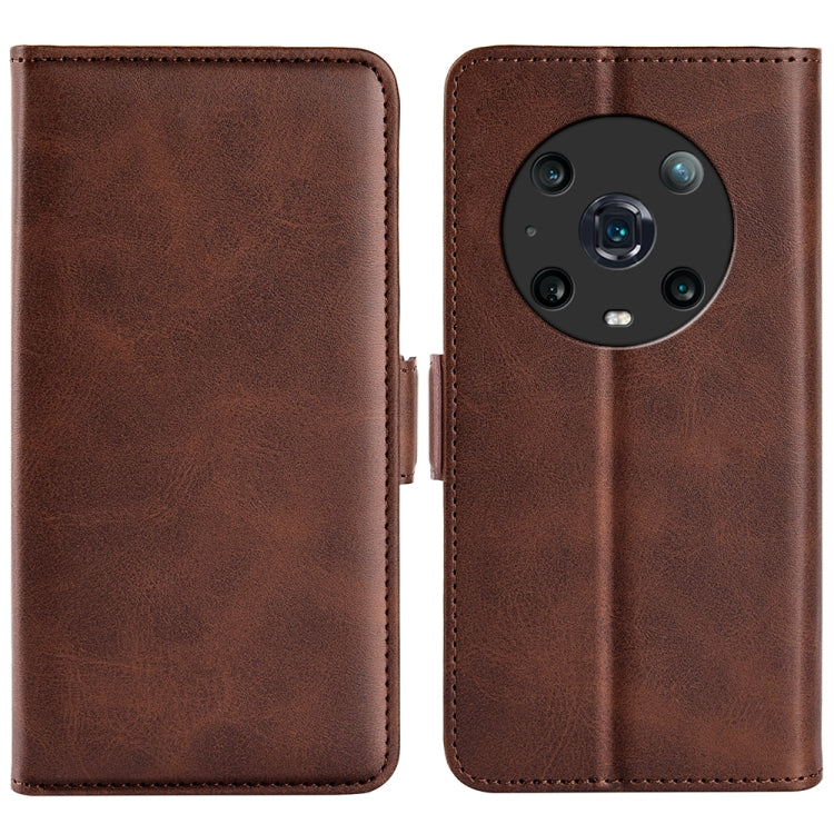 For Honor Magic4 Pro Dual-side Magnetic Buckle Flip Leather Phone Case(Brown)